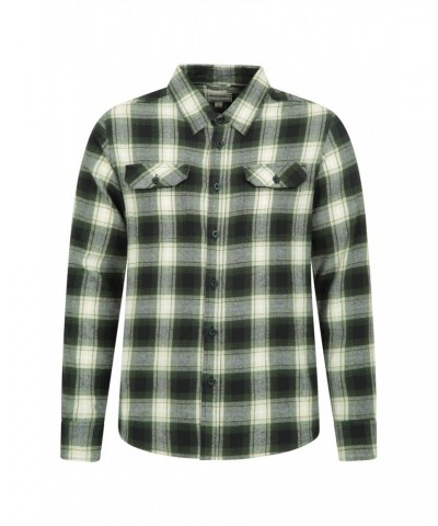 Trace Mens Flannel Long Sleeve Shirt Light Khaki $16.50 Tops