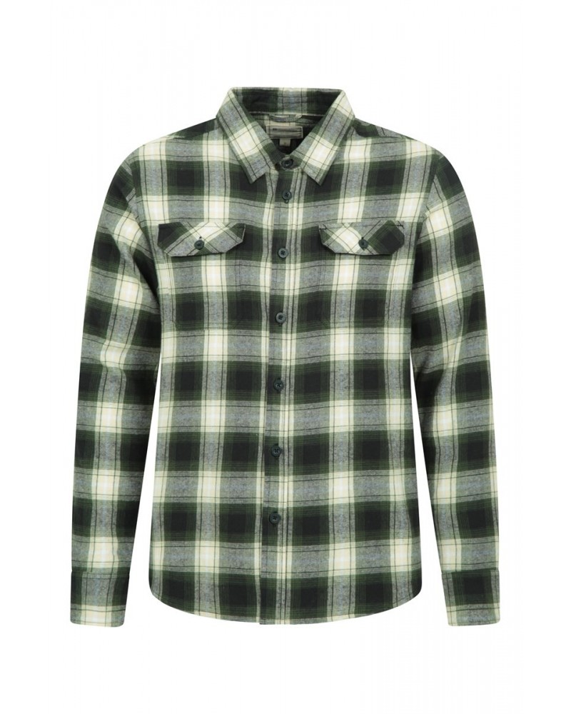 Trace Mens Flannel Long Sleeve Shirt Light Khaki $16.50 Tops