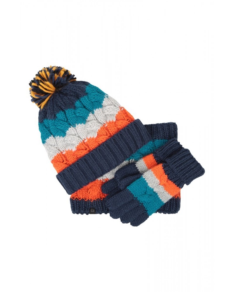 Chunky Knit Kids Winter Accessories Set Navy $15.59 Accessories