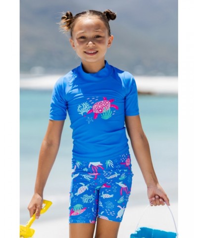 Printed Kids Rash Guard and Shorts Corn Blue $12.50 Swimwear