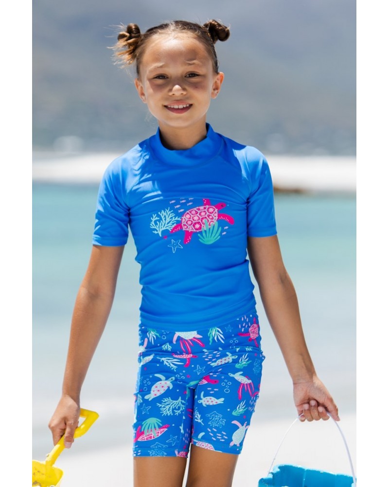 Printed Kids Rash Guard and Shorts Corn Blue $12.50 Swimwear