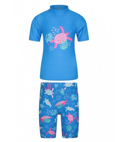 Printed Kids Rash Guard and Shorts Corn Blue $12.50 Swimwear