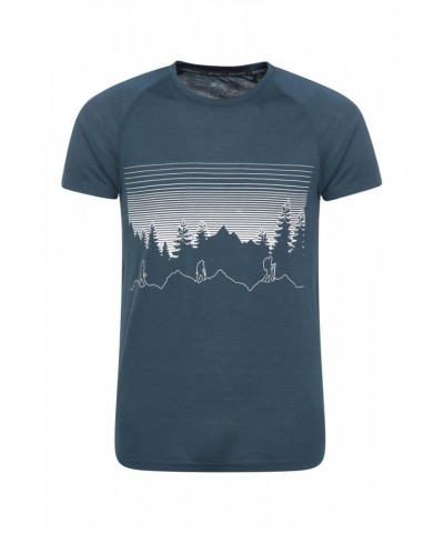 Quest Mens Printed Merino Thermal T-Shirt Petrol $18.40 Tops