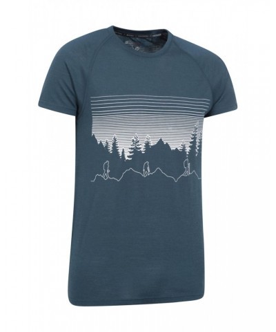 Quest Mens Printed Merino Thermal T-Shirt Petrol $18.40 Tops