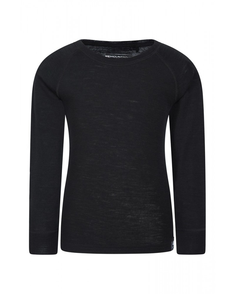 Merino II Kids Round Neck Base Layer Top Black $18.14 Base Layers