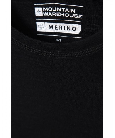 Merino II Kids Round Neck Base Layer Top Black $18.14 Base Layers