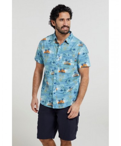 Hawaiian Short Sleeve Mens Shirt Bright Blue $18.80 Tops