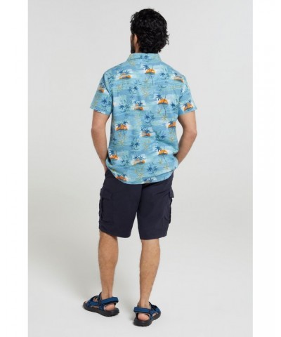 Hawaiian Short Sleeve Mens Shirt Bright Blue $18.80 Tops