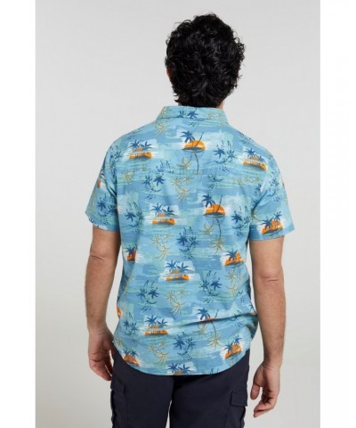 Hawaiian Short Sleeve Mens Shirt Bright Blue $18.80 Tops