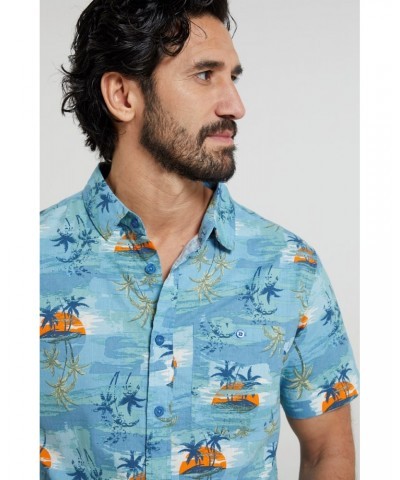 Hawaiian Short Sleeve Mens Shirt Bright Blue $18.80 Tops