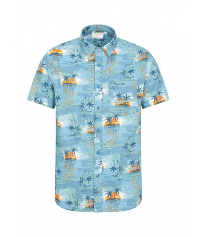 Hawaiian Short Sleeve Mens Shirt Bright Blue $18.80 Tops