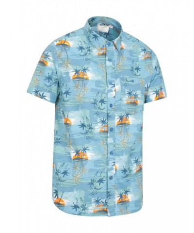 Hawaiian Short Sleeve Mens Shirt Bright Blue $18.80 Tops