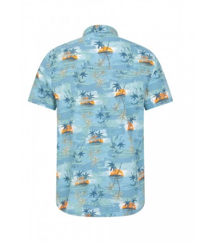 Hawaiian Short Sleeve Mens Shirt Bright Blue $18.80 Tops