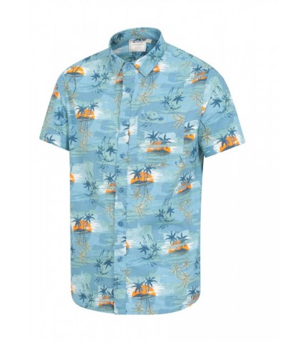 Hawaiian Short Sleeve Mens Shirt Bright Blue $18.80 Tops