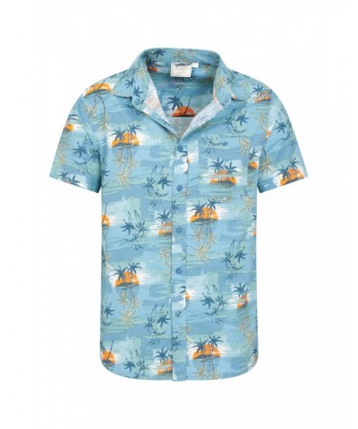 Hawaiian Short Sleeve Mens Shirt Bright Blue $18.80 Tops