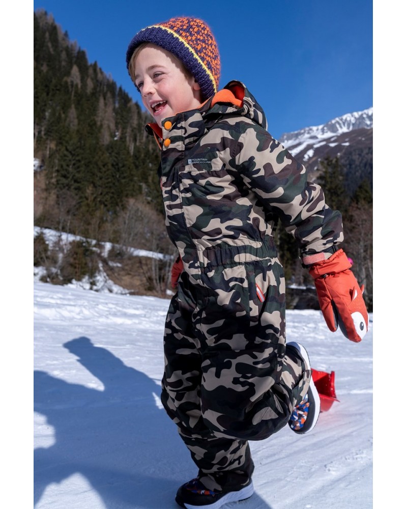 Cloud Printed Kids All in One Waterproof Snowsuit Camouflage $37.69 Ski