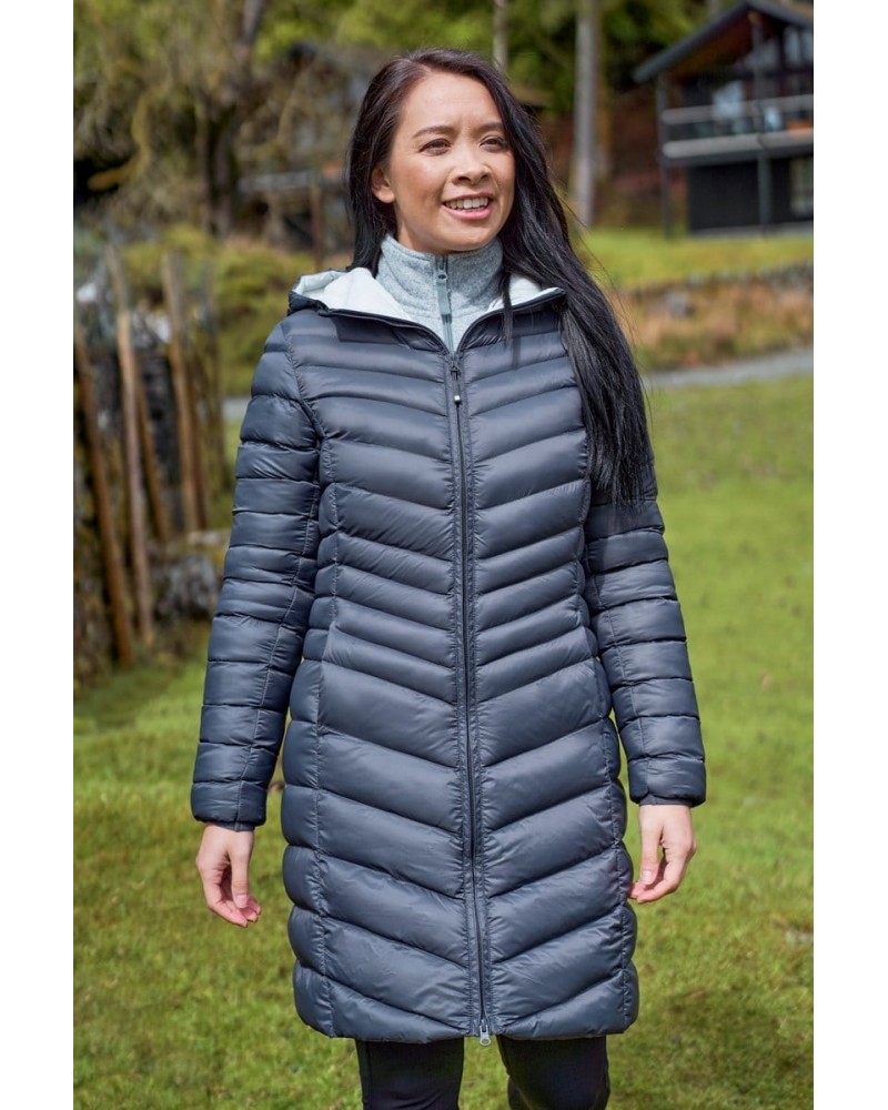 Florence Womens Long Insulated Jacket Grey $38.40 Jackets