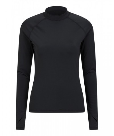 Womens Long Sleeve Rash Guard Jet Black $19.20 Swimwear