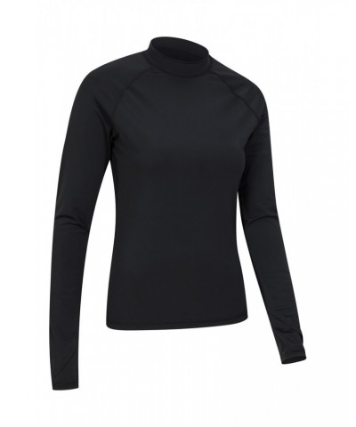 Womens Long Sleeve Rash Guard Jet Black $19.20 Swimwear