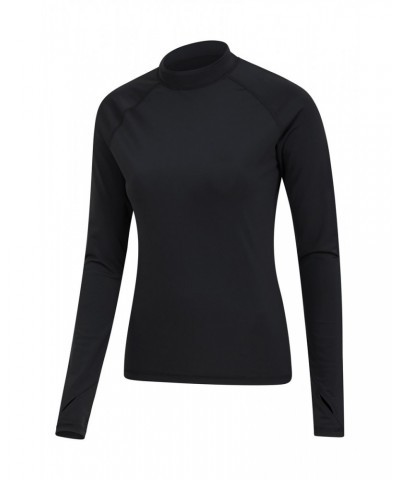 Womens Long Sleeve Rash Guard Jet Black $19.20 Swimwear