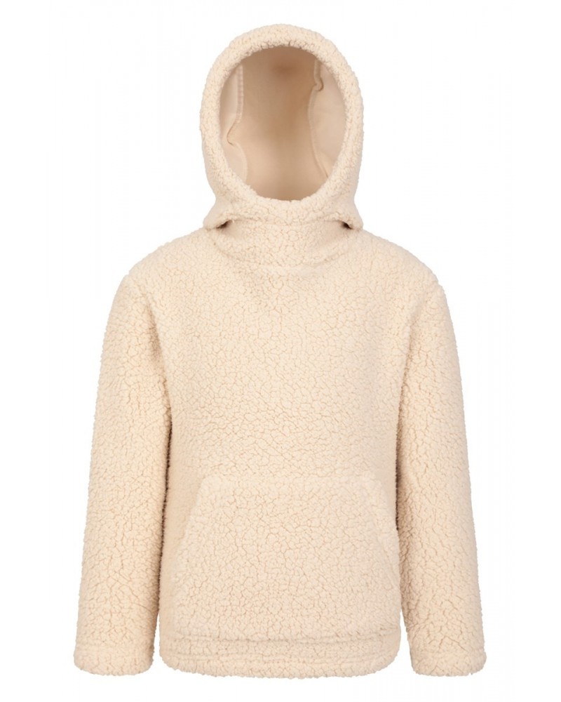 Kids Sherpa Fleece Hoodie Beige $15.92 Tops