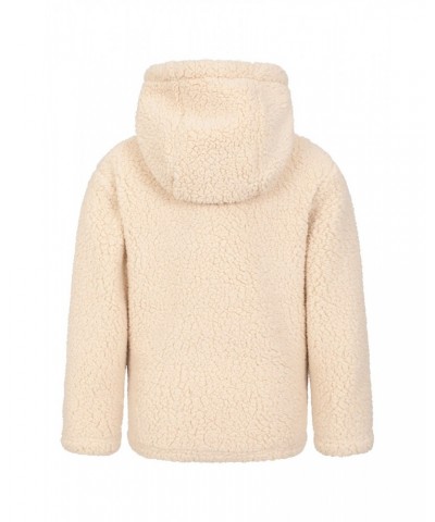 Kids Sherpa Fleece Hoodie Beige $15.92 Tops