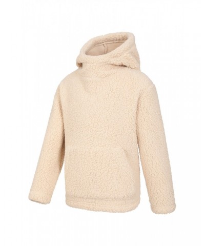 Kids Sherpa Fleece Hoodie Beige $15.92 Tops