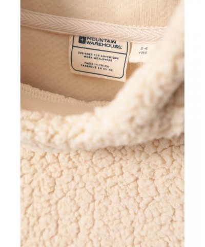 Kids Sherpa Fleece Hoodie Beige $15.92 Tops