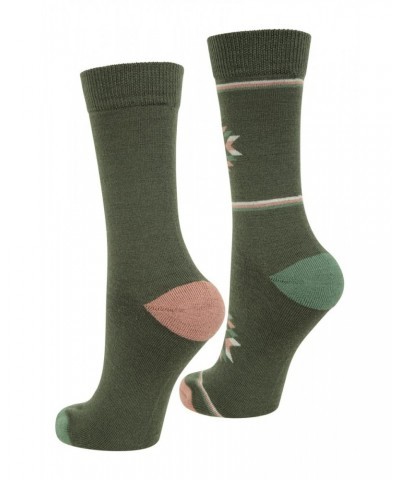 Bold Pattern Womens Merino Mid-Calf Hiking Socks 2-Pack Dark Green $13.74 Accessories