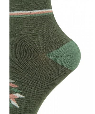 Bold Pattern Womens Merino Mid-Calf Hiking Socks 2-Pack Dark Green $13.74 Accessories