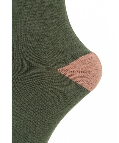 Bold Pattern Womens Merino Mid-Calf Hiking Socks 2-Pack Dark Green $13.74 Accessories