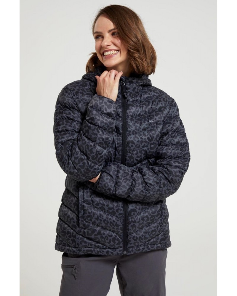 Seasons Womens Printed Insulated Jacket Dark Grey $27.35 Jackets