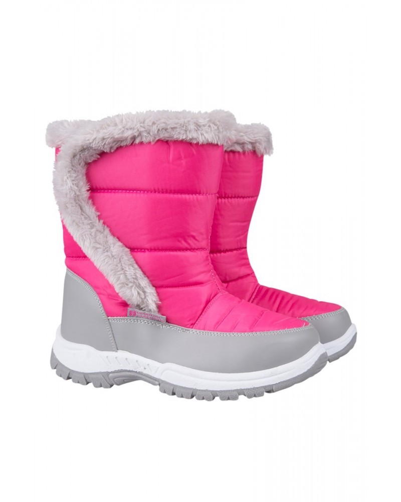 Caribou Kids Faux Fur Trim Adaptive Snow Boots Bright Pink $20.79 Footwear