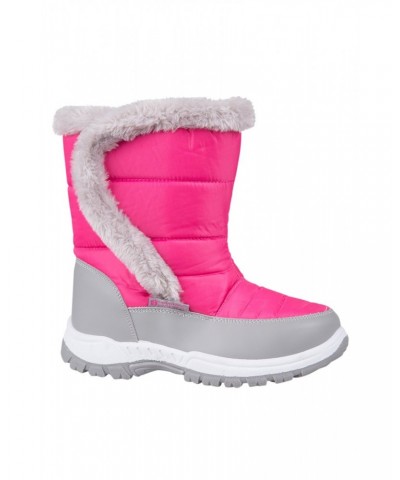 Caribou Kids Faux Fur Trim Adaptive Snow Boots Bright Pink $20.79 Footwear