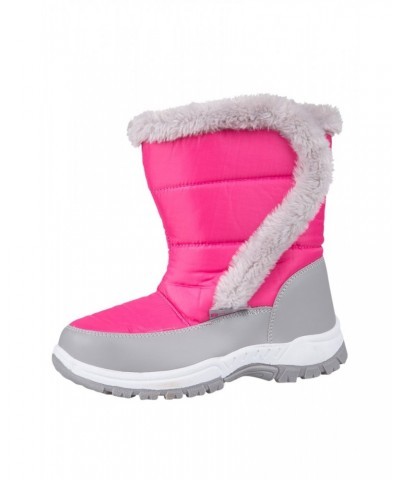 Caribou Kids Faux Fur Trim Adaptive Snow Boots Bright Pink $20.79 Footwear