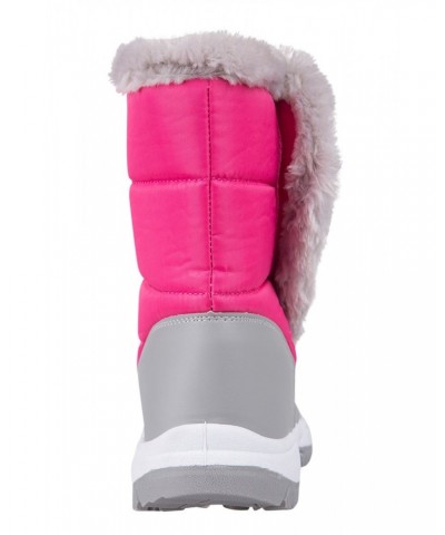 Caribou Kids Faux Fur Trim Adaptive Snow Boots Bright Pink $20.79 Footwear