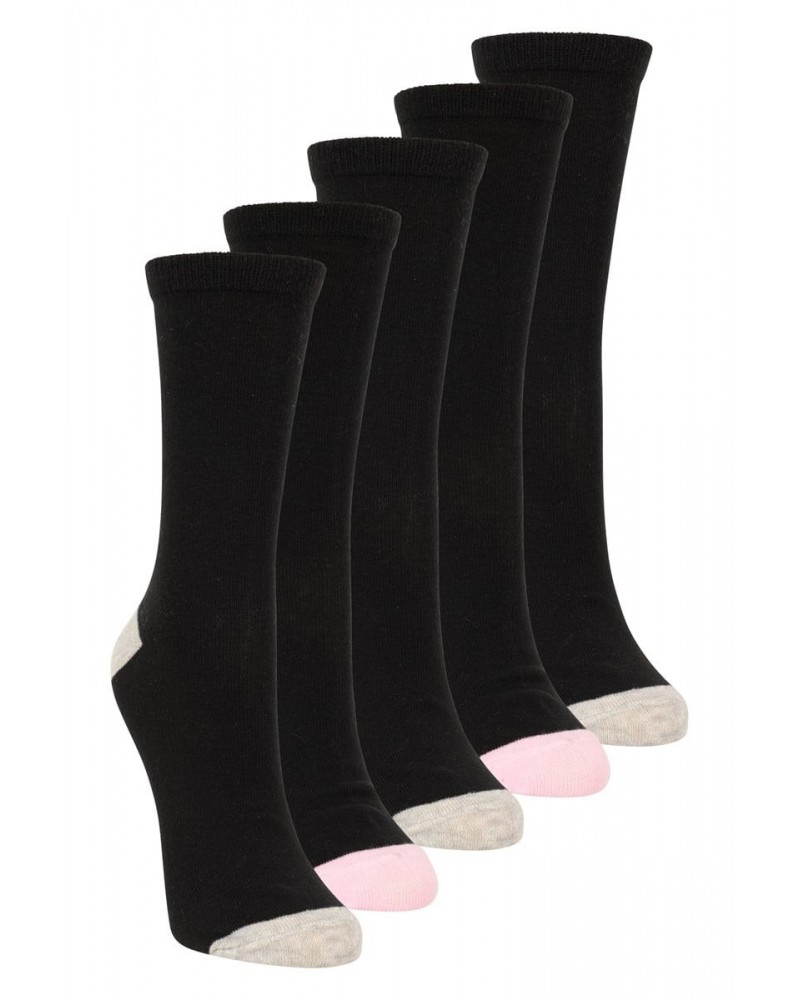 Womens Everyday Mid-Calf Socks with Odour Control 5-Pack Jet Black $14.74 Accessories