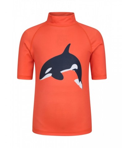 Printed Kids Rash Guard and Shorts Orange $13.74 Tops