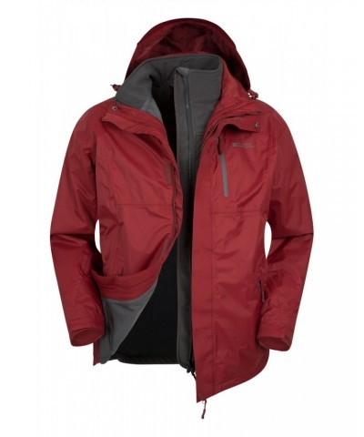 Bracken Extreme 3 in 1 Mens Waterproof Jacket Dark Red $75.00 Jackets