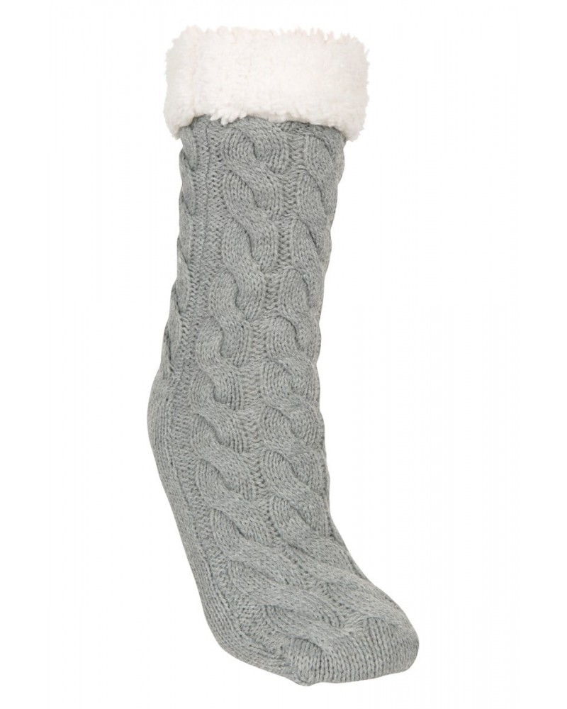 Sherpa Womens Long Slipper Socks Grey $13.24 Loungewear