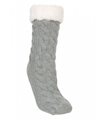 Sherpa Womens Long Slipper Socks Grey $13.24 Loungewear