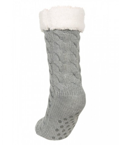 Sherpa Womens Long Slipper Socks Grey $13.24 Loungewear