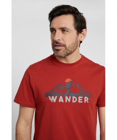 Wander Organic Cotton Mens T-Shirt Burgundy $14.85 Tops