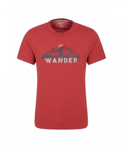 Wander Organic Cotton Mens T-Shirt Burgundy $14.85 Tops