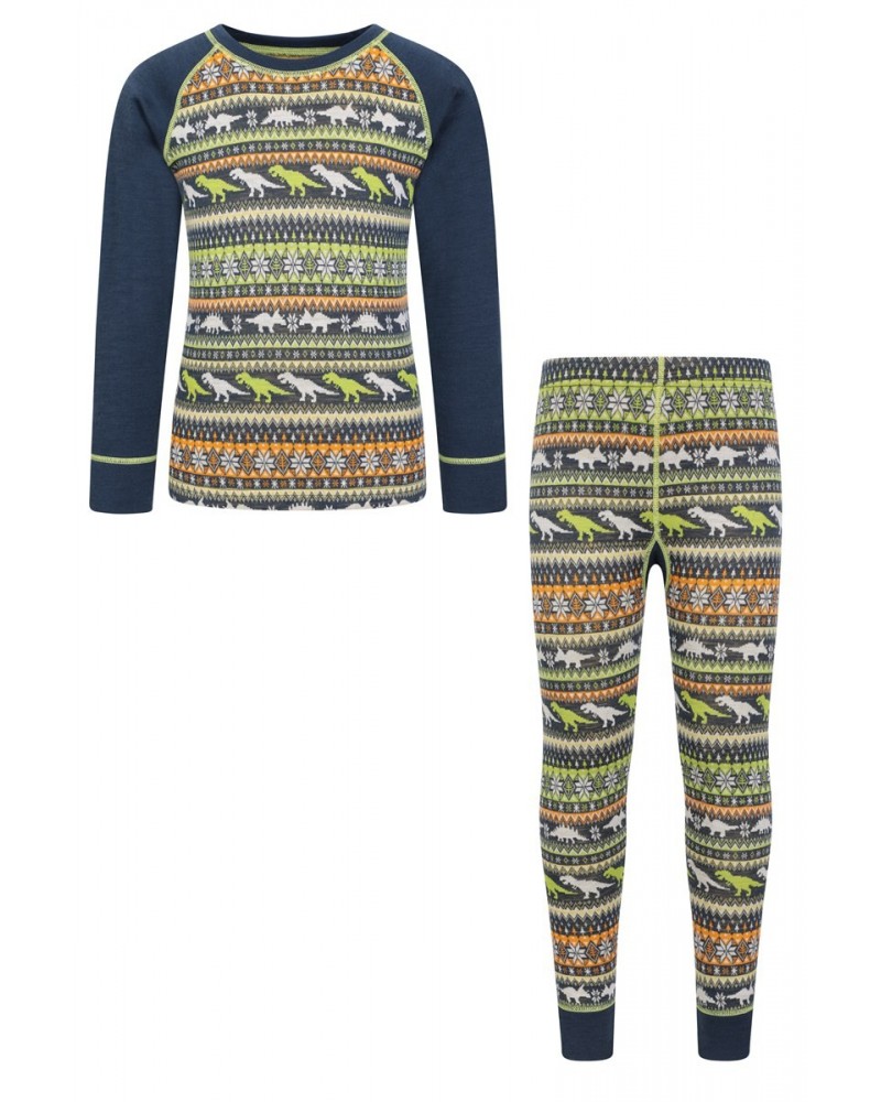 Jacquard Kids Merino Base Layer Set Green $23.39 Base Layers