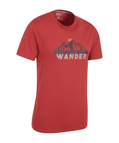 Wander Organic Cotton Mens T-Shirt Burgundy $14.85 Tops