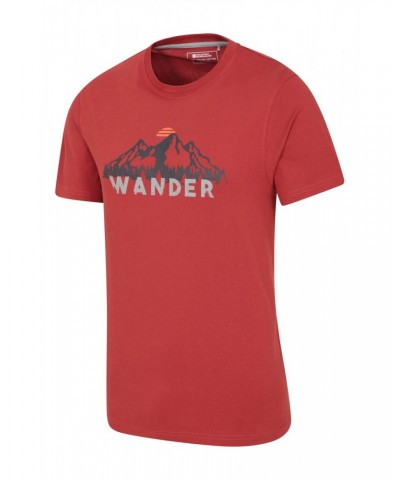 Wander Organic Cotton Mens T-Shirt Burgundy $14.85 Tops