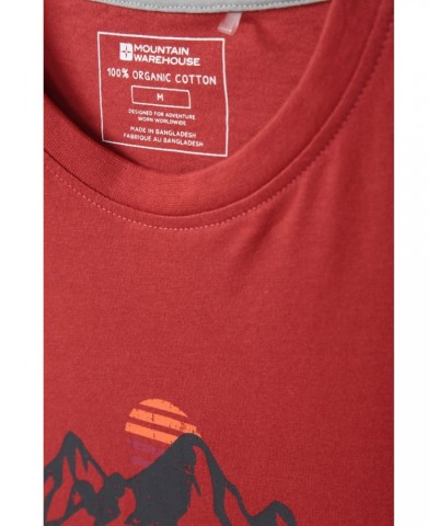 Wander Organic Cotton Mens T-Shirt Burgundy $14.85 Tops