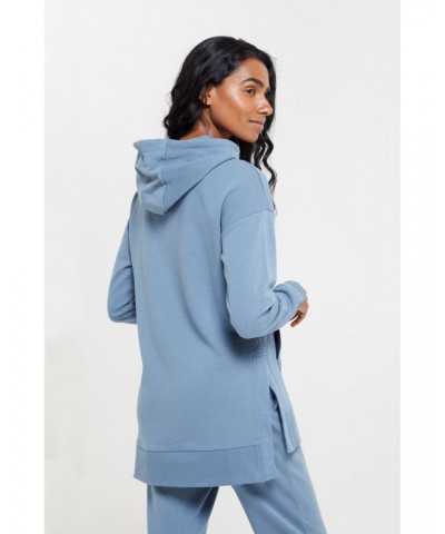 Lounge Soft-Touch Womens Longline Hoodie Blue $15.51 Loungewear