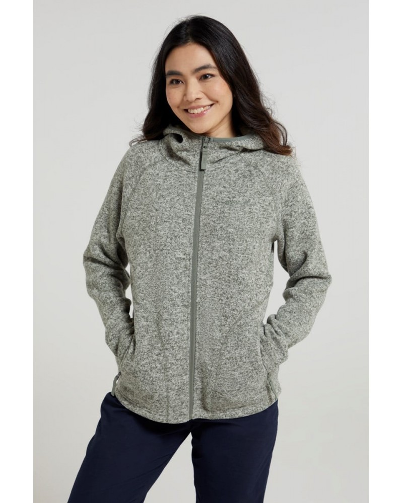 Nevis Womens Full Zip Hoodie Light Khaki $27.02 Fleece